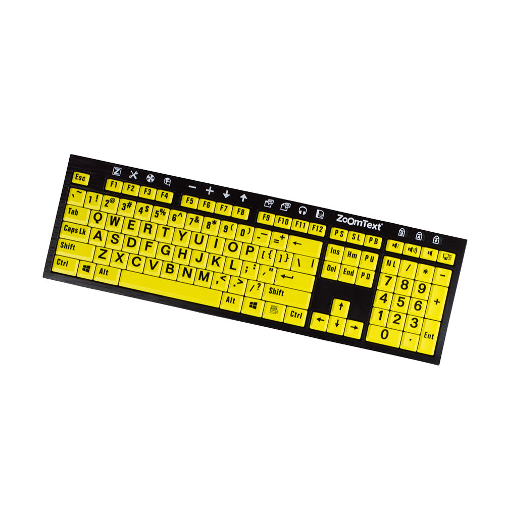 ZoomText Large Print Keyboard Black Letters on Yellow Keys