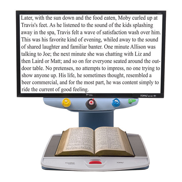 Topaz EZ HD with book on XY table and text on screen