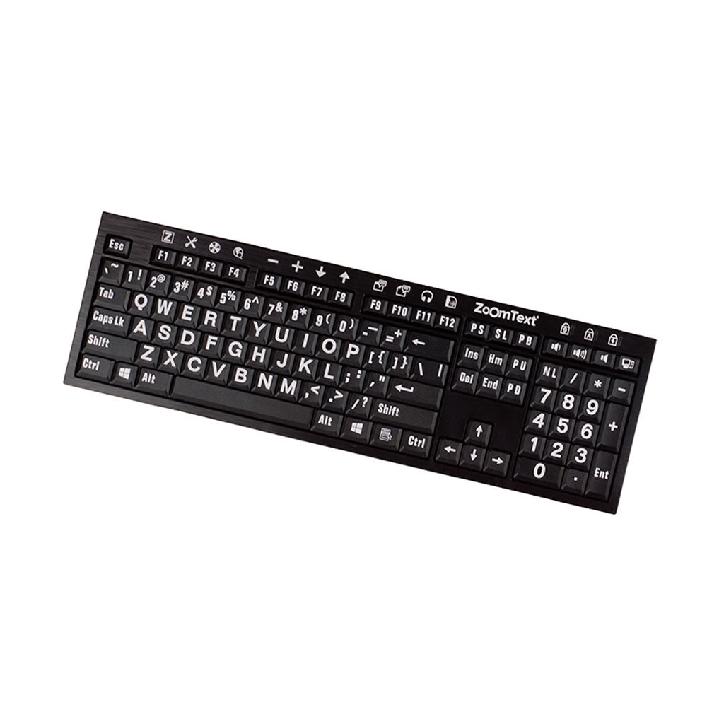Zoomtext large print keyboard u s english white print on black
